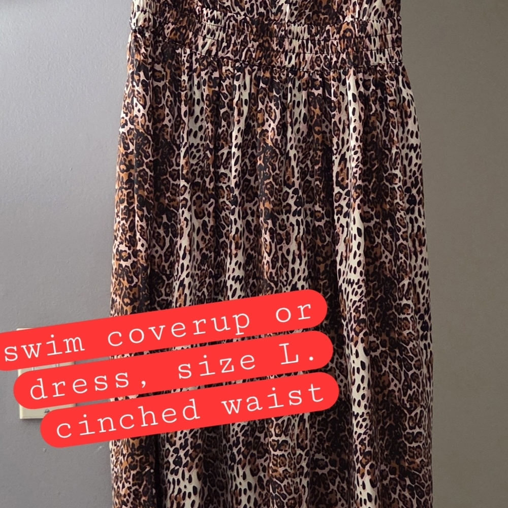 Strapless Leopard Print Dress - Brown/Tan